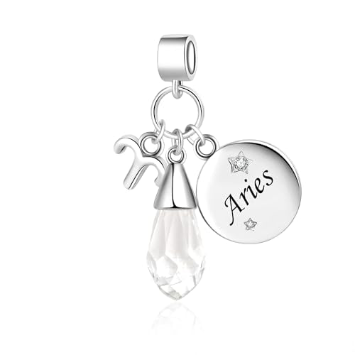 LSxAB Birthday Birthstone Zodiac Sign Charm Compatible with Pandora Charms Bracelets for Women - style: 04 Aries