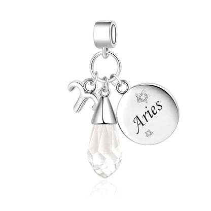 LSxAB Birthday Birthstone Zodiac Sign Charm Compatible with Pandora Charms Bracelets for Women - style: 04 Aries