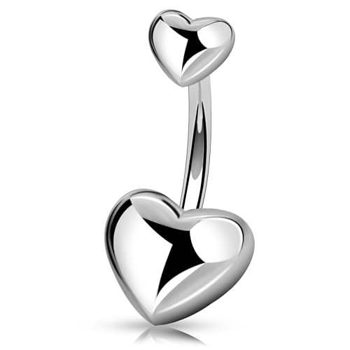 Melighting Titanium Belly Button Ring 14G Heart Belly Ring Internally Threaded G23 Titanium Navel Piercing Hoop Navel Barbell Body Piercing Jewelry 10/12/14/16 mm