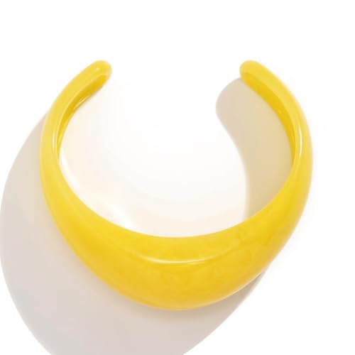 Colorful Acrylic Resin Open Cuff Bracelets Simple Transparent Chunky Thick Bangle Statement Irregular Geometric Resin Wide Wristband Chunky Acetate Wrap Cuff Bracelets - color: Yellow