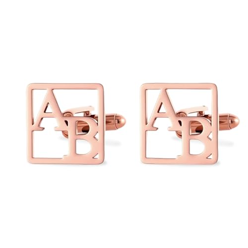 Custom Men’s Cufflinks - Personalized Cuff Links Initials/Names/Dates - 18K Gold Plated 304 Stainless Steel - Ideal Father’s Day & Christmas Gift for Men - style: Square Cufflinks