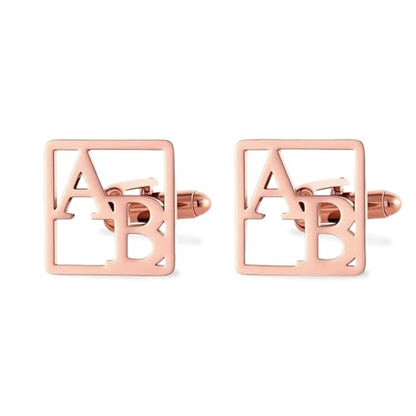 Custom Men’s Cufflinks - Personalized Cuff Links Initials/Names/Dates - 18K Gold Plated 304 Stainless Steel - Ideal Father’s Day & Christmas Gift for Men - style: Square Cufflinks