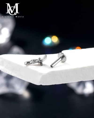 CM Crareesi Mania Helix Stud Earrings 16G Burn Silver Bat Helix Piercing Jewelry 316L Stainless Steel Cartilage Studs Flat Back Earrings Gothic Labret Lip Rings