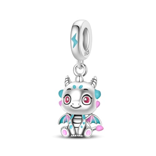 Charm for Bracelets and Necklaces Heart Cat Flower Boy 925 Sterling Silver Bead Birthday Jewelry Gift for Women - color: Cute Dragon Charm