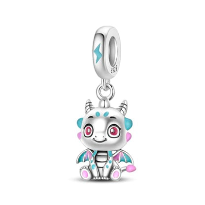 Charm for Bracelets and Necklaces Heart Cat Flower Boy 925 Sterling Silver Bead Birthday Jewelry Gift for Women - color: Cute Dragon Charm