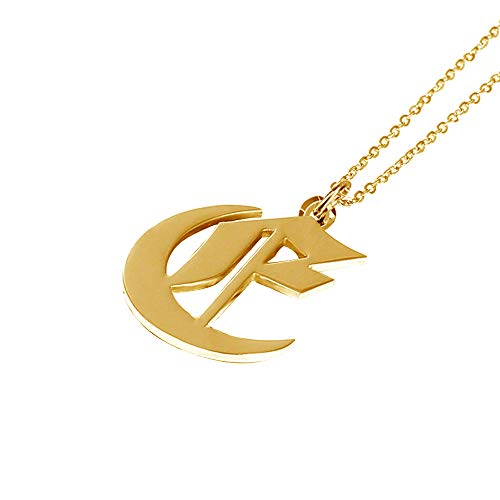 Women's Old English Initial Necklace 18K Gold Plated Stainless Steel Letter Pendant Gift - style: E