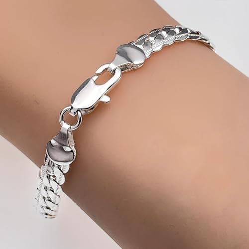 Cuban Link Chain Sparkly Silver Bracelet Hip Hop Diamond Link Bracelets Stainless Steel Hand Chain for Men Women