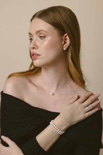 The Pearl Source Real Freshwater Pearl Bracelet for Women, Gold Plated AAAA Genuine Cultured Freshwater Pearls, White Pearl Bracelet, Fine Jewelry Gift