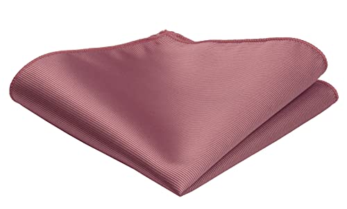 GUSLESON 3.15"（8cm） Solid Color Necktie and Pocket Square Cufflinks Sets For Men + Gift Box - color: Dusty Rose