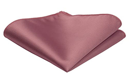 GUSLESON 3.15"（8cm） Solid Color Necktie and Pocket Square Cufflinks Sets For Men + Gift Box - color: Dusty Rose