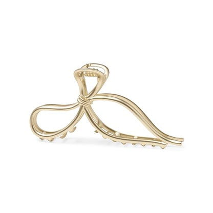The Hair Edit Gilded Bow Claw Clip Hair Accessories For Women Trendy Gold Hair Clip Stylish Bow Hair Accessory Elegant Gold Metal Hair Clip Ideal Gift For Women Chic Up Dos and Half Up Styles