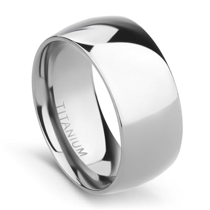TIGRADE 2mm 4mm 6mm 8mm 10mm Titanium Ring Plain Dome High Polished Wedding Band Comfort Fit Size 3-15 - color: Silver 10mm