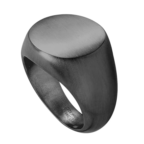 555Jewelry Stainless Steel Solid Plain High Polish Round Signet Ring for Men - color: Black Matt