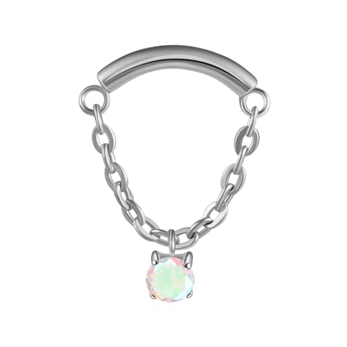 BelezaDosas G23 Titanium Labret Studs Threadless Push-in Labret Press Fit 16G Cluster Helix Lobe Conch Tragus Push Back Piercing Jewelry - style: chain silver AB