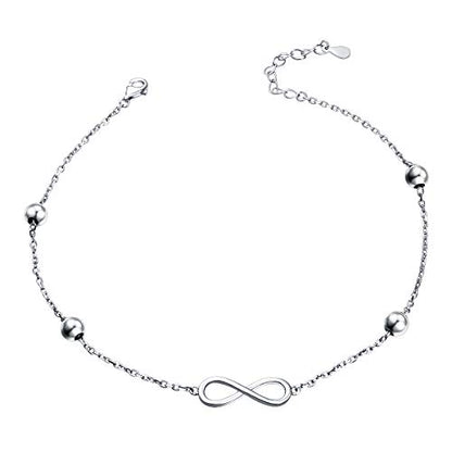 Anklet for Women 925 Sterling Silver Foot Adjustable Ankle Bracelet Jewelry - style: Infinity