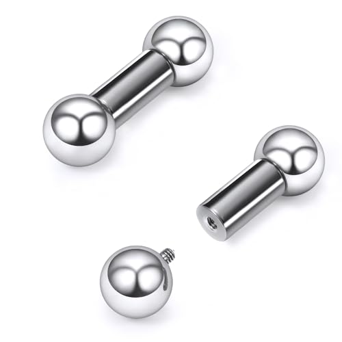 16G-2G ASTM F136 Titanium Internally Threaded Nipple Tongue Rings Piercing Jewelry Straight Industrial Earring Barbell G23 Titanium Nipple Tongue Bars Piercing Jewelry for Women Men 12MM-40MM - style: 2G, 12mm Length, 10mm Ball
