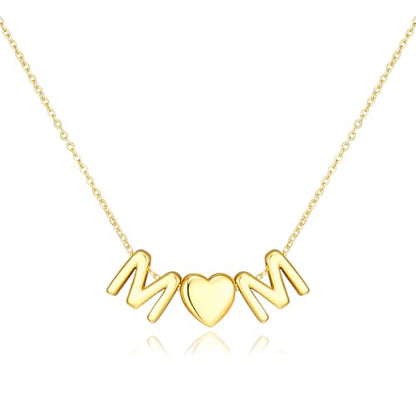 adoyi Initial Necklaces for Women 14k Gold Plated Layered bubble Letter Necklace Dainty Heart A-Z Pendant Necklace Initial Necklaces Stack Birthday Gifts for Women Jewelry - color: Gold-Heart, style: M+M