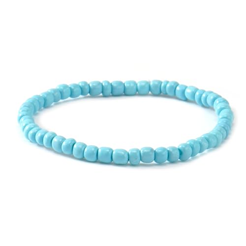 Handmade Stackable Rice Seed Beaded Ball Bracelets set for women, Romantic Boho Trendy Acrylic Glass Stretch Accessories Multi Layer Jewelry, Daily Wear Party Holiday Friendship Gift - color: Blue
