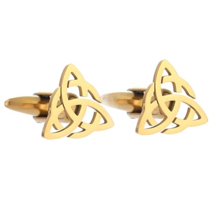 Men's Cufflinks Celtic Knot Cufflink Charm Stainless Steel Cutout Design Shirt Cuff Buttons for Husband - color: gold