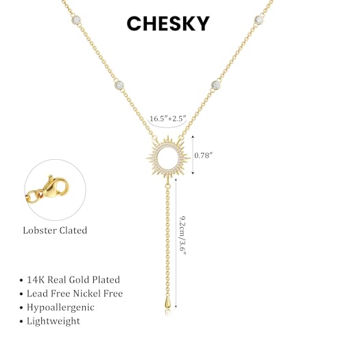 CHESKY Long Necklace for Women, 14k Gold Plated/Streling Silver Lariat Y Necklaces - style: y necklace 06