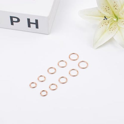 LEE&RO 16G 6MM 7MM 8MM 9MM 10MM Hinged Clicker Septum Rings 16G Nose Hoop Tragus Helix Cartilage Hoop Earrings - color: rose gold