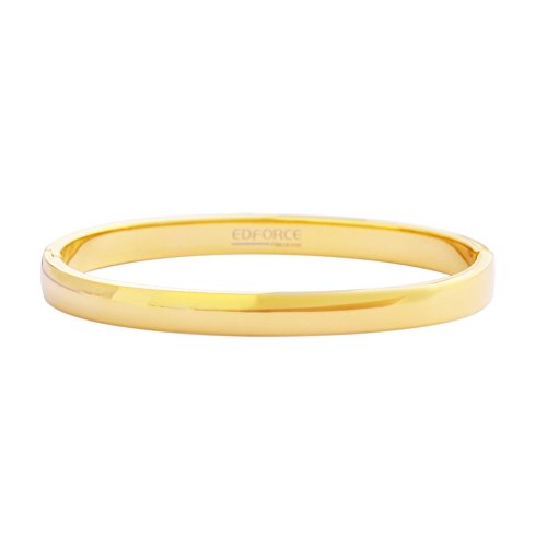 Women's Stackable Bangle Bracelet Hinged Oval-Shape - color: Gold, size: Medium 6.75"Inches