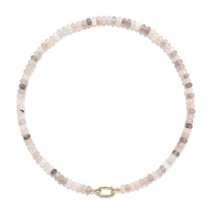 CONRAN KREMIX Colorful Stone Beaded Necklace for Women,Natural Gemstone Bead Choker Necklaces Boho Summer Beach Layering Necklace Jewelry Gift for Women - color: Light Gray