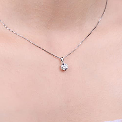 JewelryPalace Round 1ct 2ct 3ct Cubic Zirconia Solitaire Pendant Necklace for Women, 925 Sterling Silver 14k White Gold Plated Necklaces for Her, Classic Simulated Diamond Jewelry Set, 18 Inches chain - color: A-1ct-CZ-Sterling Silver