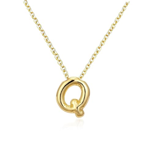 Gold Initial Necklace for Teen Girls Women Letter necklaces Jewelry Gifts | Gifts for Girls Women, Teen Girl Gifts Trendy Stuff, Bubble Letter Pendant Necklace - style: Q