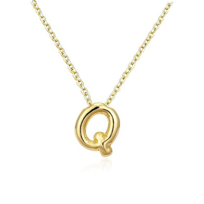 Gold Initial Necklace for Teen Girls Women Letter necklaces Jewelry Gifts | Gifts for Girls Women, Teen Girl Gifts Trendy Stuff, Bubble Letter Pendant Necklace - style: Q