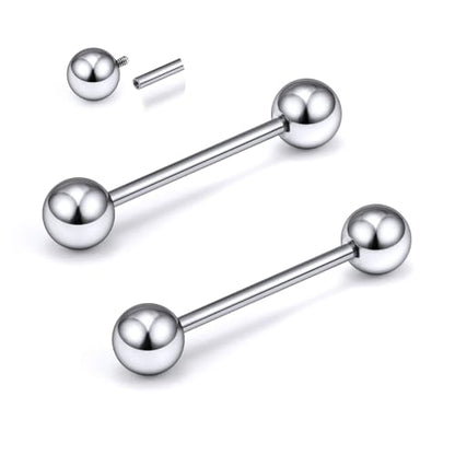 2G 4G 6G 8G 10G 12G 14G 16G Astm F136 Titanium Internally Threaded Nipple Tongue Rings Piercing Jewelry Industrial Straight Barbell Tongue Nipple Ring Bridge Piercing Jewelry For Women Men - size: 14 Gauge-16MM