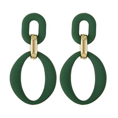 RUOFFETA Acrylic Rectangle Earrings, Fashion Acrylic Square/Oval/Hoop Statement Drop Earrings for Women - color: Dark Green Oval