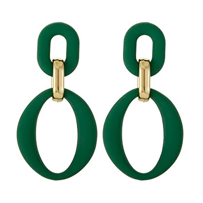 RUOFFETA Acrylic Rectangle Earrings, Fashion Acrylic Square/Oval/Hoop Statement Drop Earrings for Women - color: Dark Green Oval