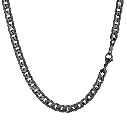 Necklace for Men Stainless Steel Statement Cuban Chain Necklace Gold/Silver/Black Plated 7mm Chain Hip Hop Jewelry 18/20/22/24/26/28/30 Inch - color: 7mm-Black Cuban Chain, size: Length 18 Inch
