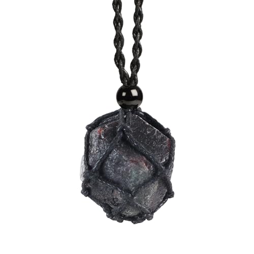 weryerker Natural Gemstone Pendant Necklace Healing Crystal Stone Pendant with Hand-Woven Rope Adjustable for Women Men - color: 1pc Garnet