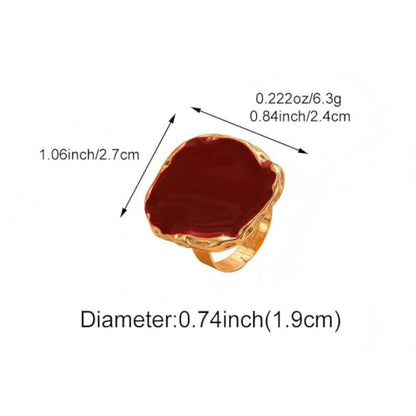 Chunky Gold Big Black CZ Enamel Drip Rings for Women Statement, Unique Large Crystal Silver Cocktail Ring Set Punk Geometric Jewelry Accessories Gifts - color: Red 2