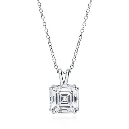 BERRICLE Sterling Silver CZ Solitaire Pendant Necklace for Women, Gold Flashed, Cubic Zirconia - Asscher, Emerald, Heart Shaped, Princess, Round Cut - style: Asscher Cut, Gold Flashed, Rhodium Plated, 2 Piece