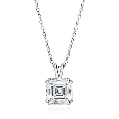 BERRICLE Sterling Silver CZ Solitaire Pendant Necklace for Women, Gold Flashed, Cubic Zirconia - Asscher, Emerald, Heart Shaped, Princess, Round Cut - style: Asscher Cut