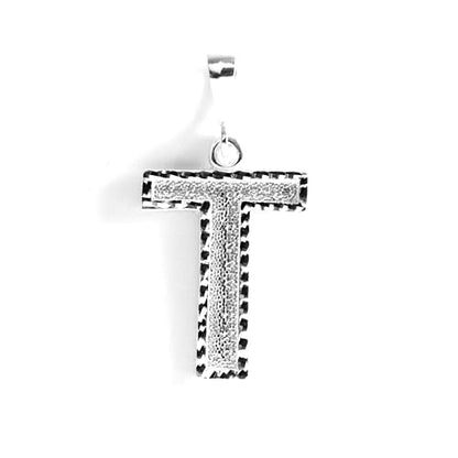Personalized 1.0 Inch Solid.925 Sterling Silver Initial A-Z Charm - style: (T)