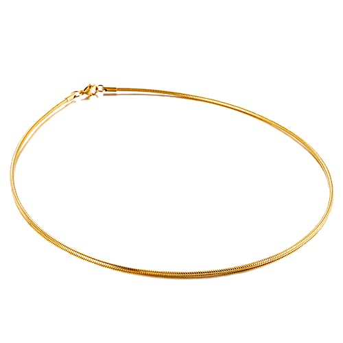 JAJAFOOK Minimalist Round Gold-Tone Bar Necklace Simple Fashion High Neck Choker Female King Neckwire - color: Gold-17.7in*2mm