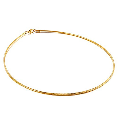 JAJAFOOK Minimalist Round Gold-Tone Bar Necklace Simple Fashion High Neck Choker Female King Neckwire - color: Gold-17.7in*2mm