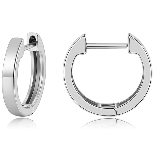 Gacimy Gold Huggie Earrings for Women, 14K Real Gold Plated, Small Hoop Earrings Cartilage Ear Cuff - color: White Gold, size: 15MM