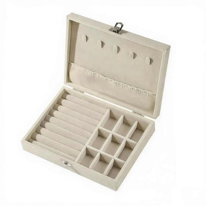 Small Jewelry Box for Women - Velvet Jewelry Box Organizers and Storage, Necklace, Earring, Ring, Bracelets Box (Ivory white)