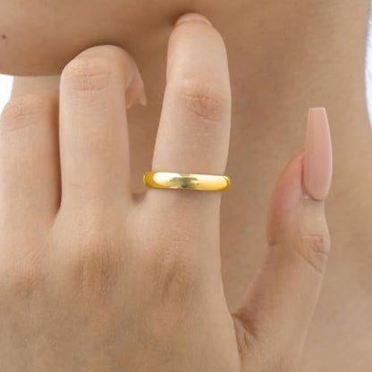 Tungsten Domed Wedding Band Men Women High Polish Comfort Fit - color: 4mm-Gold
