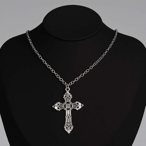 Gothic Necklaces for Women Cross Heart Pendant Layered Necklace Statement Jewelry Dark Romantic Gift for Halloween Parties - color: C2:y2k necklace