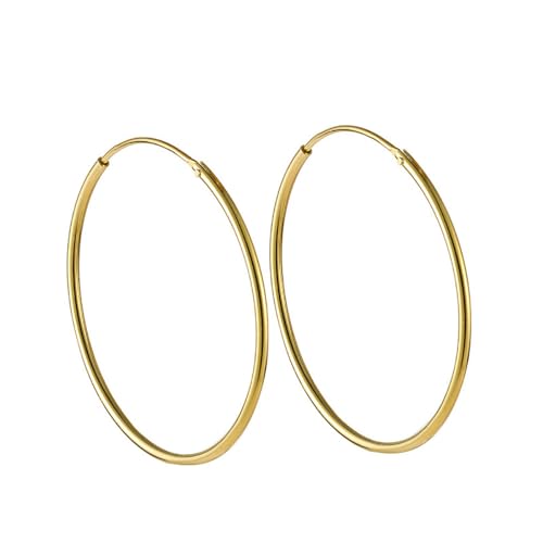 Chic 925 Sterling Silver Big Hoop Earrings Minimalist Round Circle Endless Large Huggie Hoops Statement Earrings 50/60/70/90mm Hypoallergenic Fashion Jewelry Gifts for Women Girls - style: 50mm Gold
