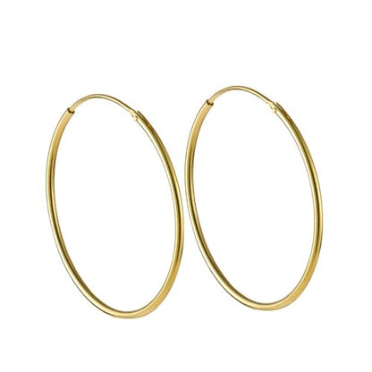 Chic 925 Sterling Silver Big Hoop Earrings Minimalist Round Circle Endless Large Huggie Hoops Statement Earrings 50/60/70/90mm Hypoallergenic Fashion Jewelry Gifts for Women Girls - style: 50mm Gold