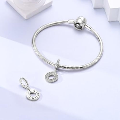 Hapour Letter 925 Sterling Silver Charm with Cubic Zirconia Alphabet A-Z Initial Dangle Charms Beads Pendent DIY Jewelry for Bracelets Necklace - color: O