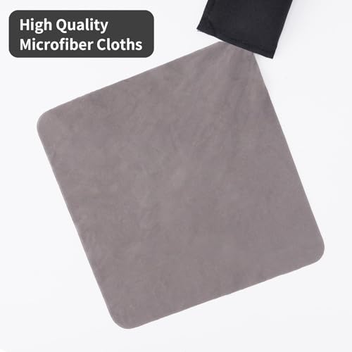 Reusable Microfiber Glasses Cleaner Cleaning Cloth Wipes with Pouch BK,4Pcs | Portable Pouch Keychain for Eyeglass Lens Sunglasses Jewelry Electronics and Screen,Scratch-Free,Streak-Free, Lint-Free