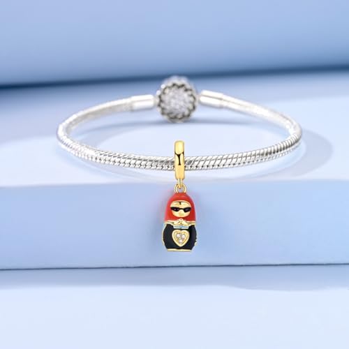 Hapour 925 Sterling Silver Charms for Bracelet Necklace Dangle Pendant Bead | Whale Shark Charm, Glow in the Dark, Matryoshka Russian Doll Baking European Jewelry Charm, 14k Gold Plated - style: Gold Modern Russian Matryoshka Doll (Openable)